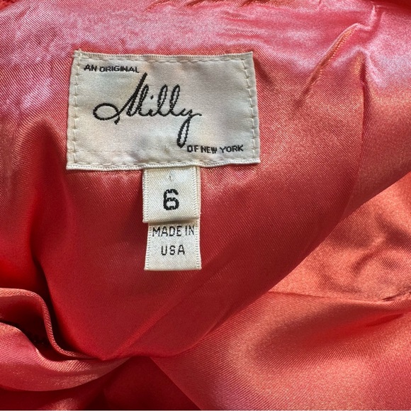 Milly of New York Beaded Dress Coral Orange Sleeveless Boucle Textured - Picture 3 of 9